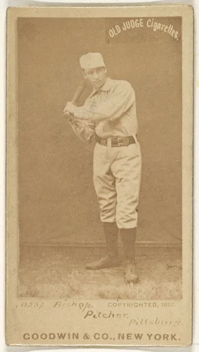 William "Bill" Robinson Bishop, Pitcher, Pittsburgh, from the Old Judge series (N172) for Old Judge Cigarettes