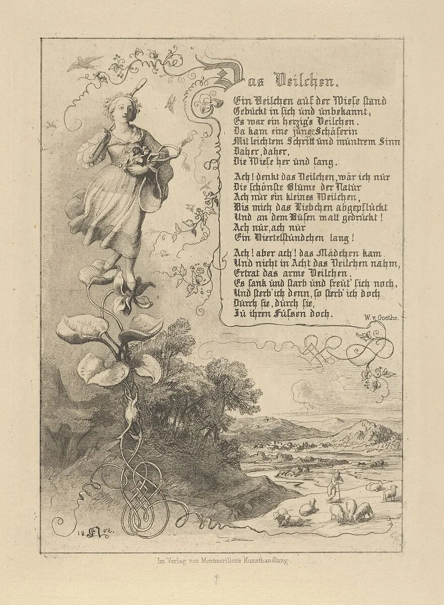 Illustrated Poem “The Violet” (Das Veilchen – Goethe) — Eugen Neureuther|Montmorillon'sche Kunsthandlung|Johann Wolfgang von Goethe