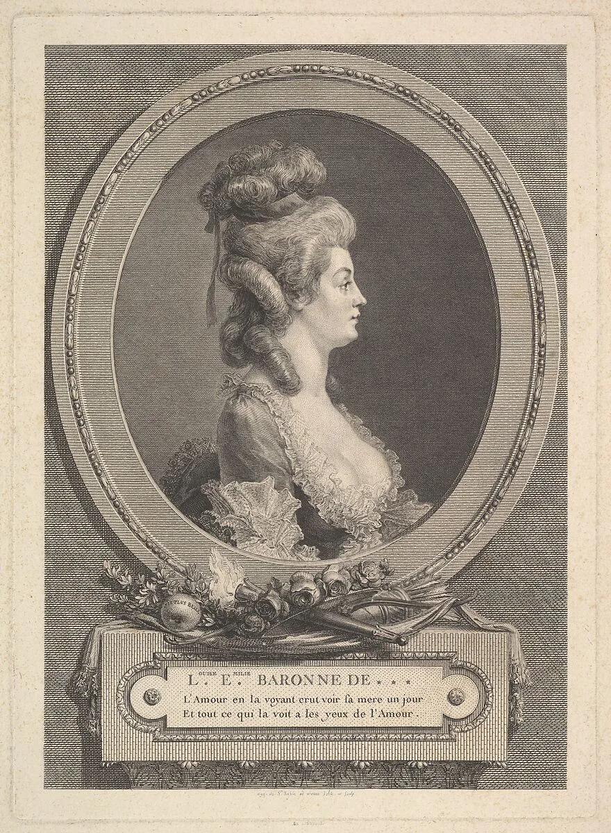 Portrait of Louise Émilie Baronne de *** — Augustin de Saint-Aubin