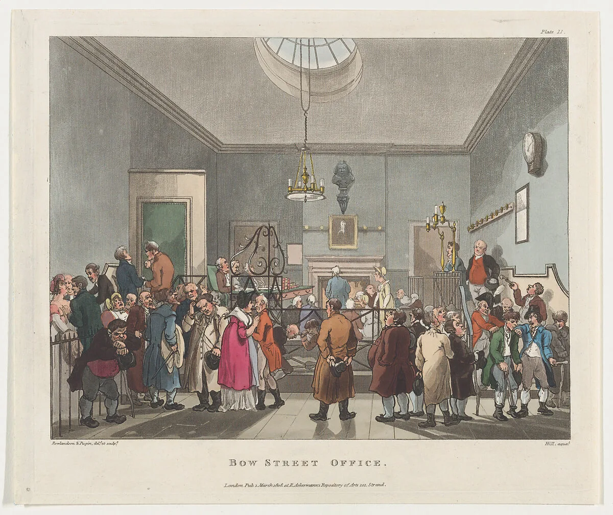 Bow Street Office — Rudolph Ackermann, London|Thomas Rowlandson|Auguste Charles Pugin|John Hill