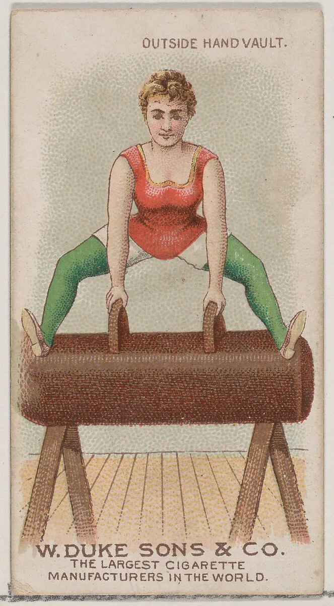 Outside Hand Vault, from the Gymnastic Exercises series (N77) for Duke brand cigarettes — W. Duke, Sons & Co.