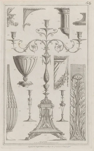 Candelabra, Vessels and Ornament, nos. 358–369, plate 54 from "Designs for Various Ornaments"