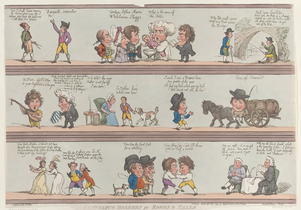 Grotesque Borders for Rooms & Halls — Thomas Rowlandson|George Murgatroyd Woodward|Rudolph Ackermann, London
