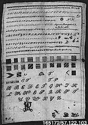 Embroidered darning sampler