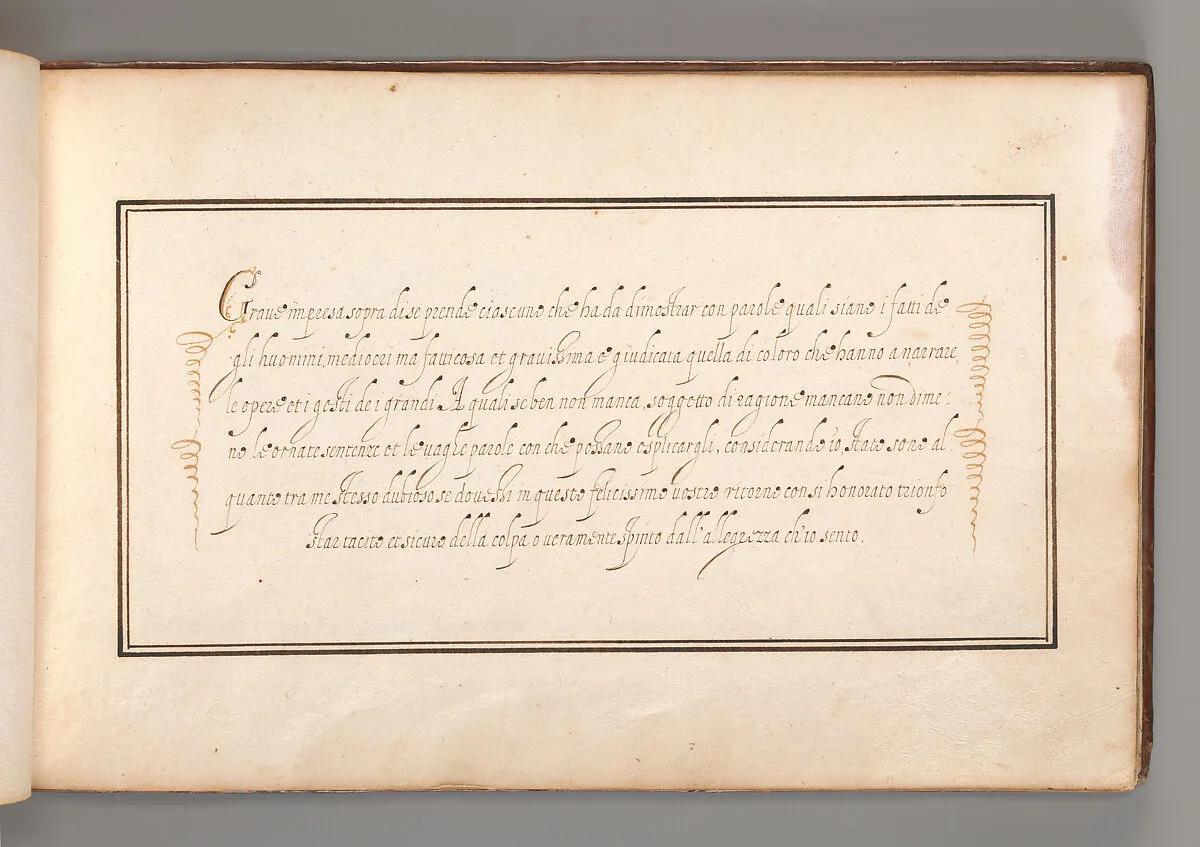 Calligraphic Exercise in Italian — Anonymous