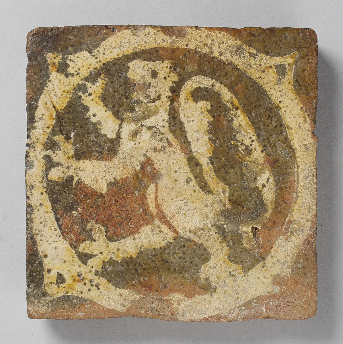 Tile with rampant lion — Unknown