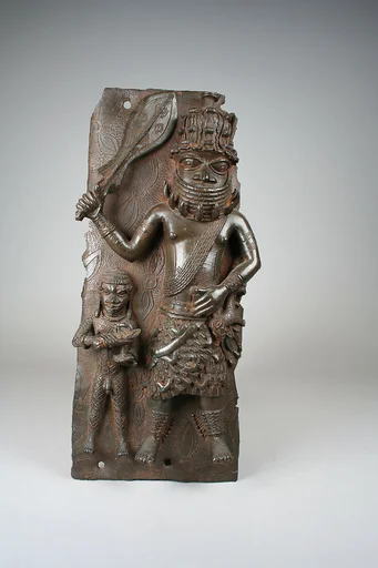 Plaque: Iyase with Sword and Attendant