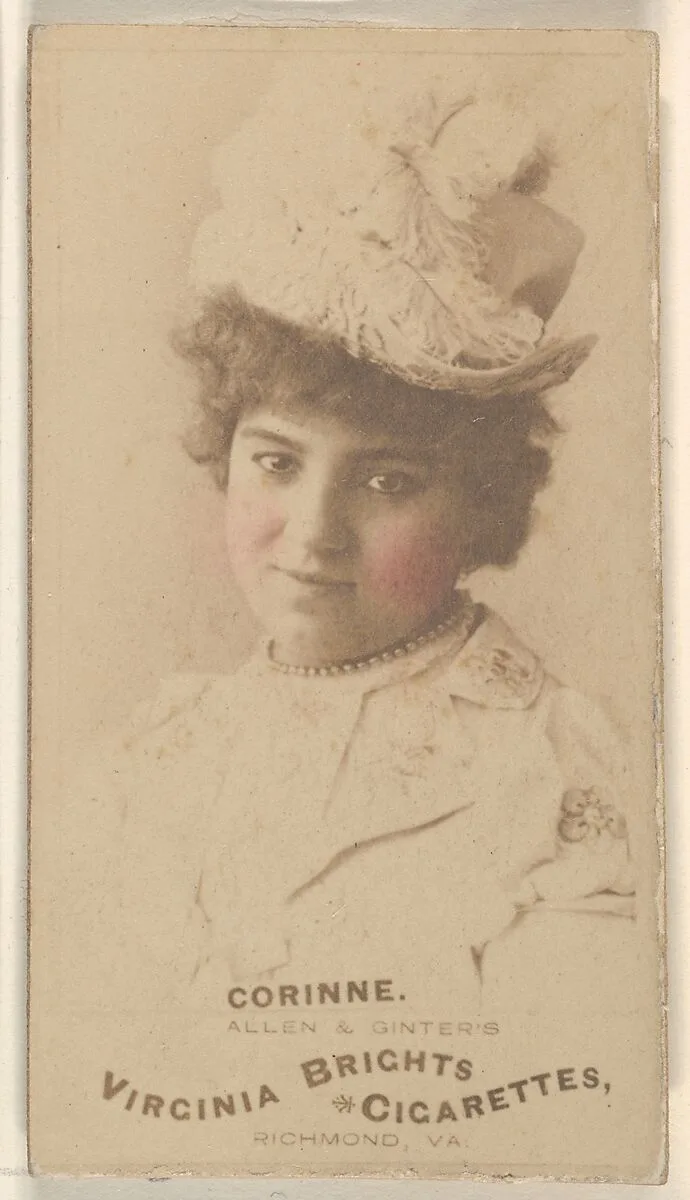 Corinne, from the Actors and Actresses series (N45, Type 1) for Virginia Brights Cigarettes — Allen & Ginter