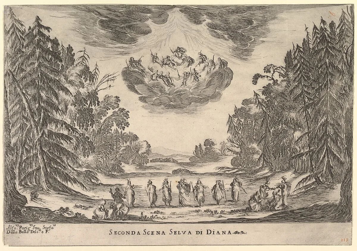 Second Scene, in Diana's forest, from 'The marriage of the gods' (Le nozze degli Dei) — Stefano della Bella