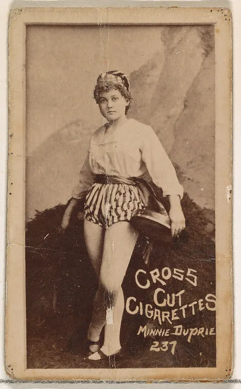 Card Number 237, Minnie Duprie, from the Actors and Actresses series (N145-1) issued by Duke Sons & Co. to promote Cross Cut Cigarettes — W. Duke, Sons & Co.