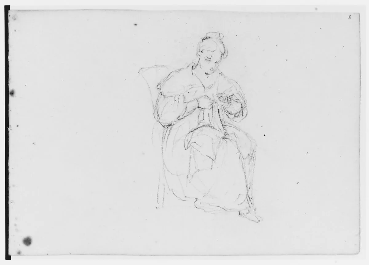 Female Figure Sewing (from Sketchbook) — Asher Brown Durand