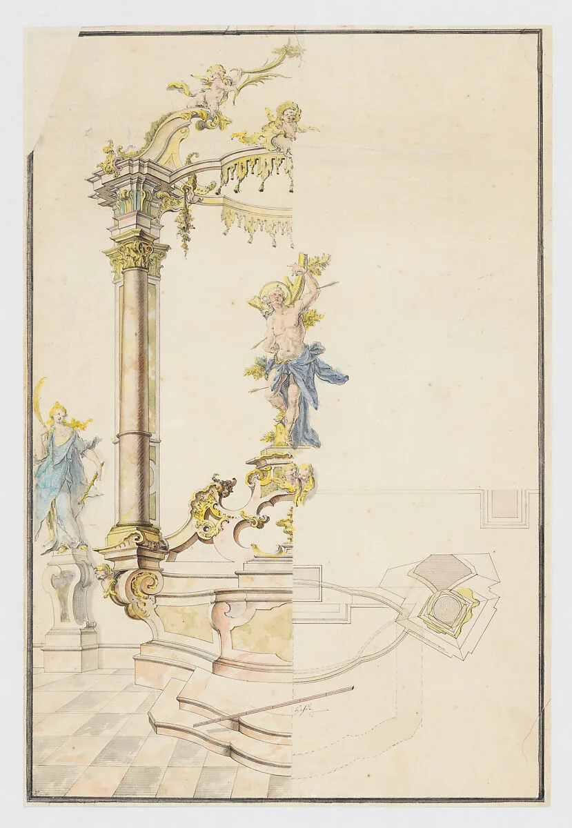 Design for an Altarpiece with a Figure of St. Sebastian — Joseph Anton Feuchtmayer