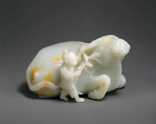 清　玉雕牧童水牛|Boy with water buffalo