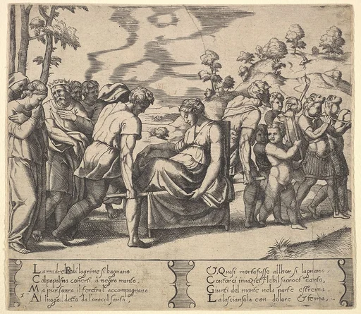 Plate 5: Psyche carried on a litter, from "The Fable of Cupid and Psyche"