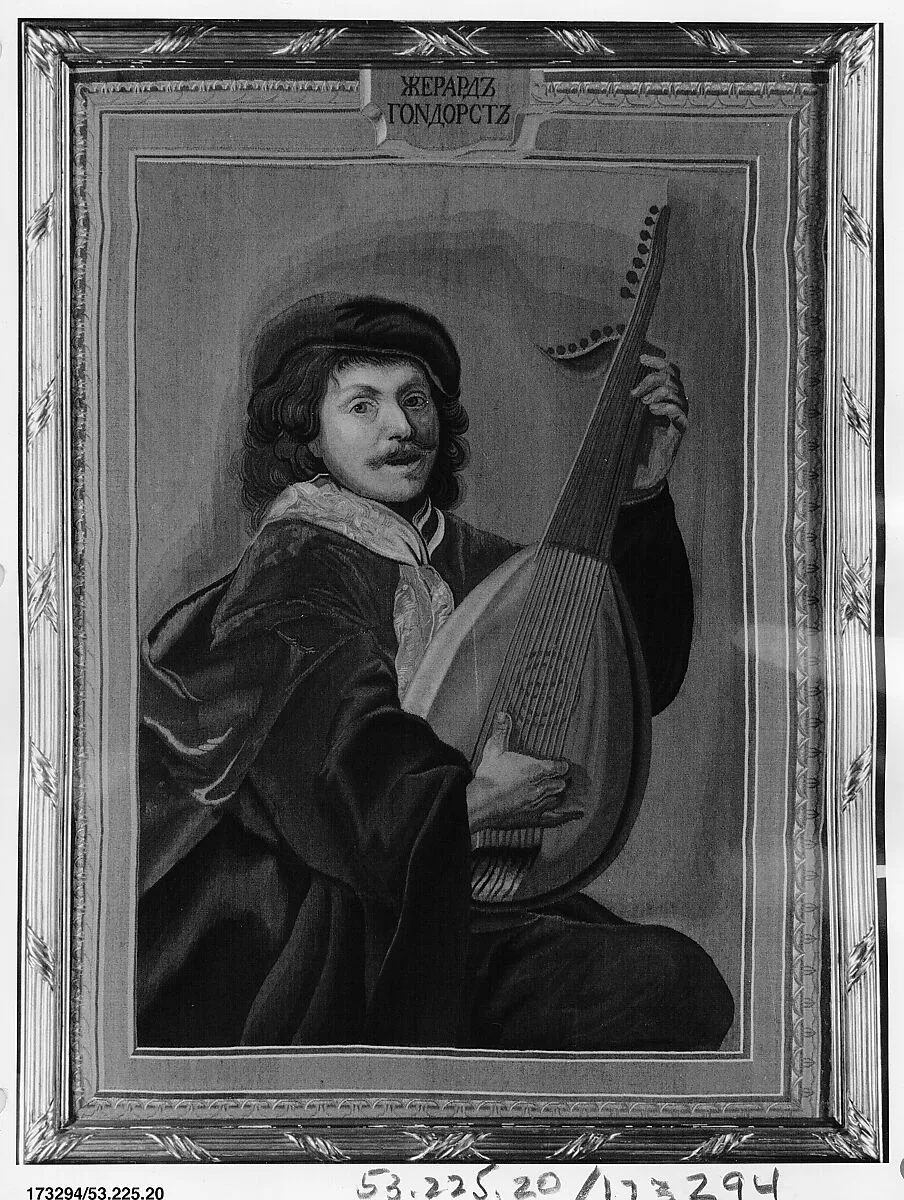 Man with a Lute — Imperial Russian Tapestry Manufactory, Saint Petersburg