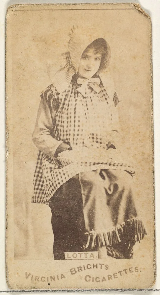 Lotta, from the Actors and Actresses series (N45, Type 1) for Virginia Brights Cigarettes — Allen & Ginter