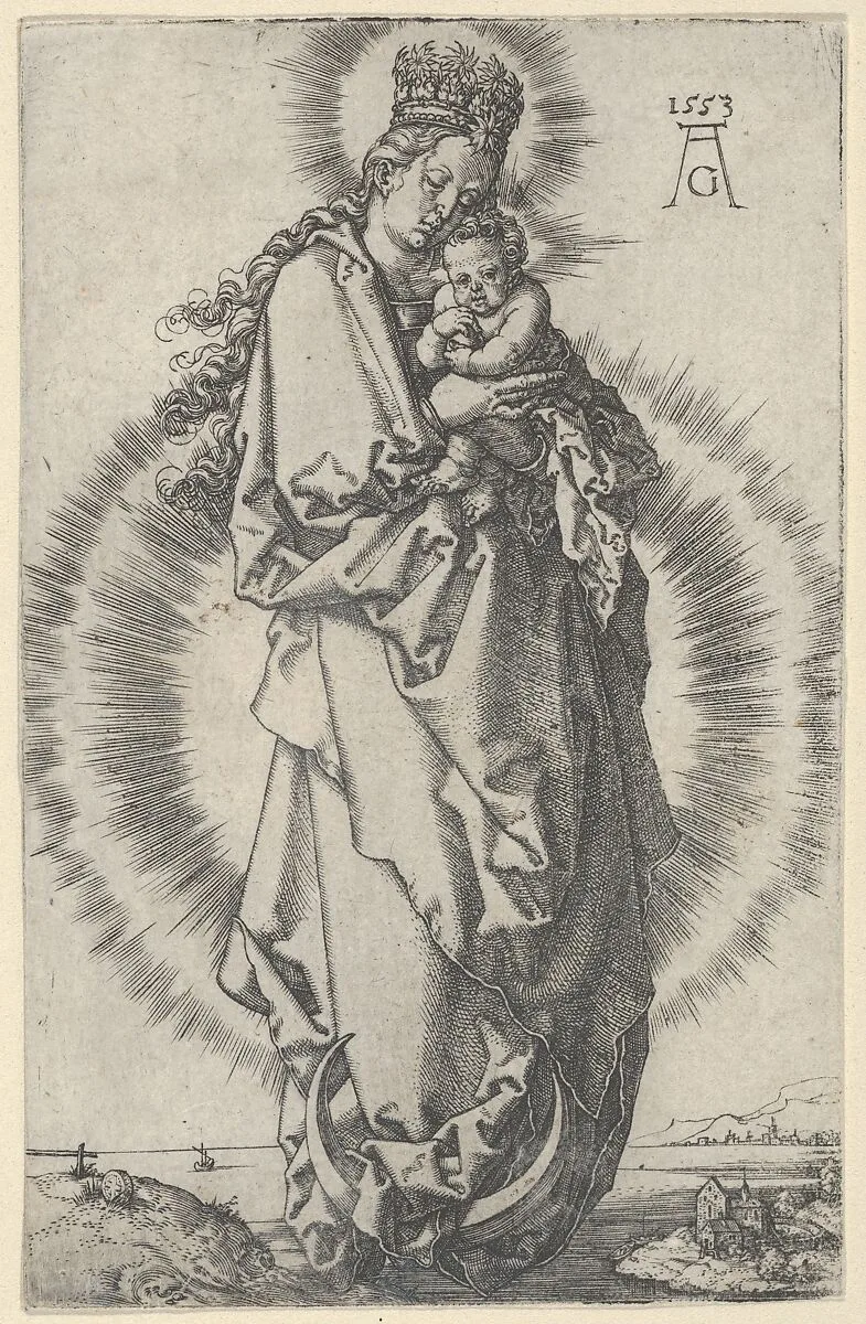 The Virgin and Child on a Crescent Moon — Heinrich Aldegrever