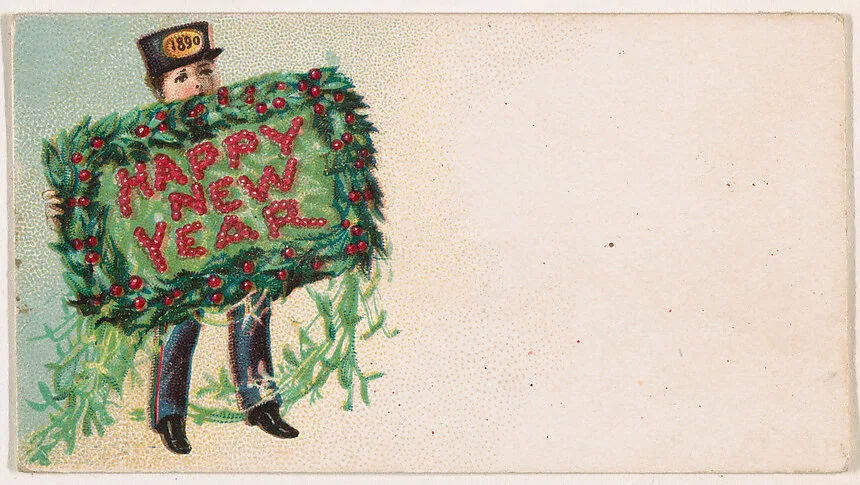 Happy New Year, from the New Years 1890 series (N227) issued by Kinney Bros. — Kinney Brothers Tobacco Company
