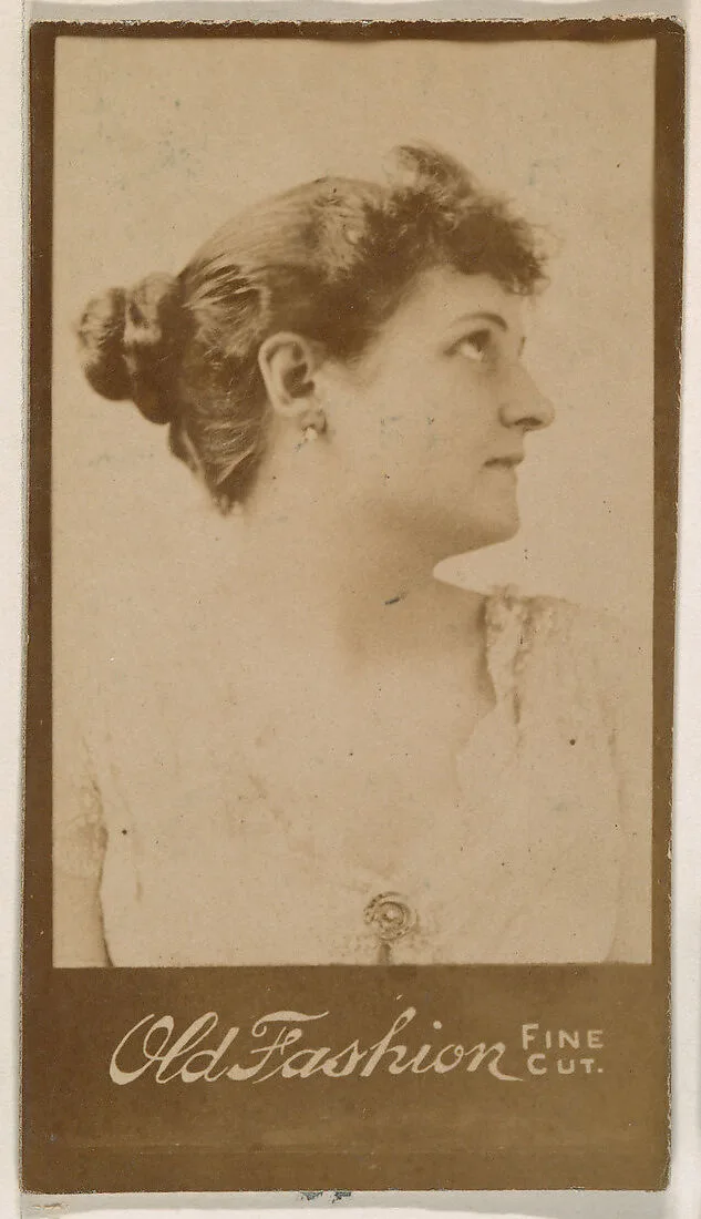 Portrait of actress in profile, from the Actresses series (N664) promoting Old Fashion Fine Cut Tobacco — Unknown
