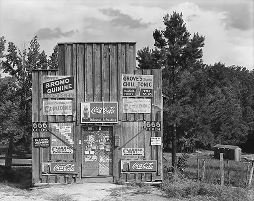 [Roadside Store with Advertisements on Façade, Between Tuscaloosa and Greensboro, Alabama]