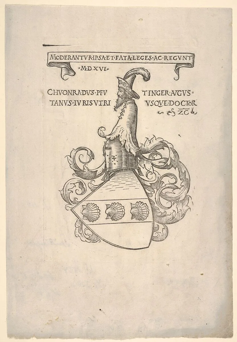 Bookplate with the coat of arms of Konrad Peutinger — Hans Burgkmair
