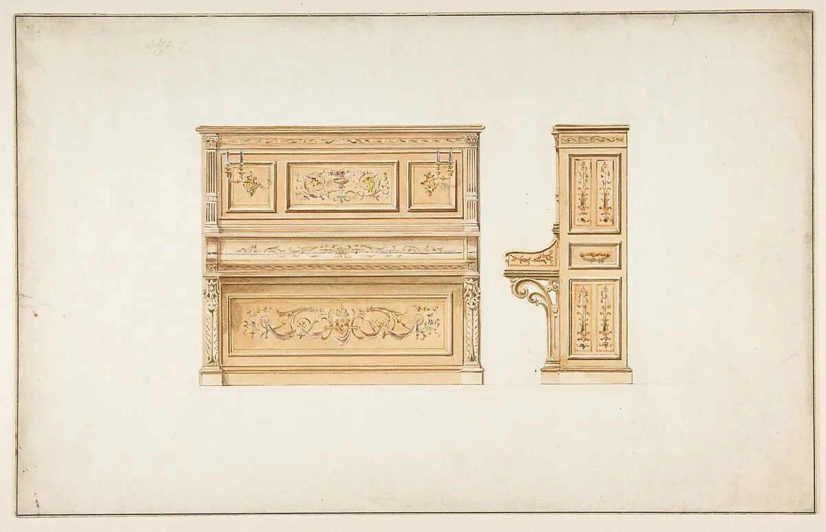 Design for a Piano — Anonymous, French, 19th century