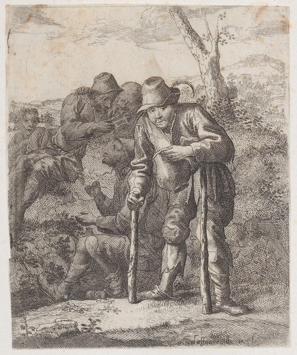 Five beggars in the countryside — Jacques Dassonville