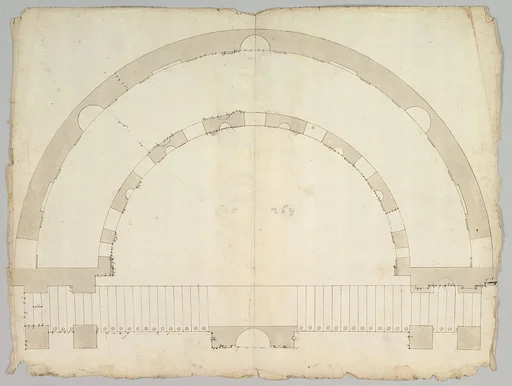 Cortile del Belvedere, Upper Courtyard, stair, plan (recto) blank (verso)