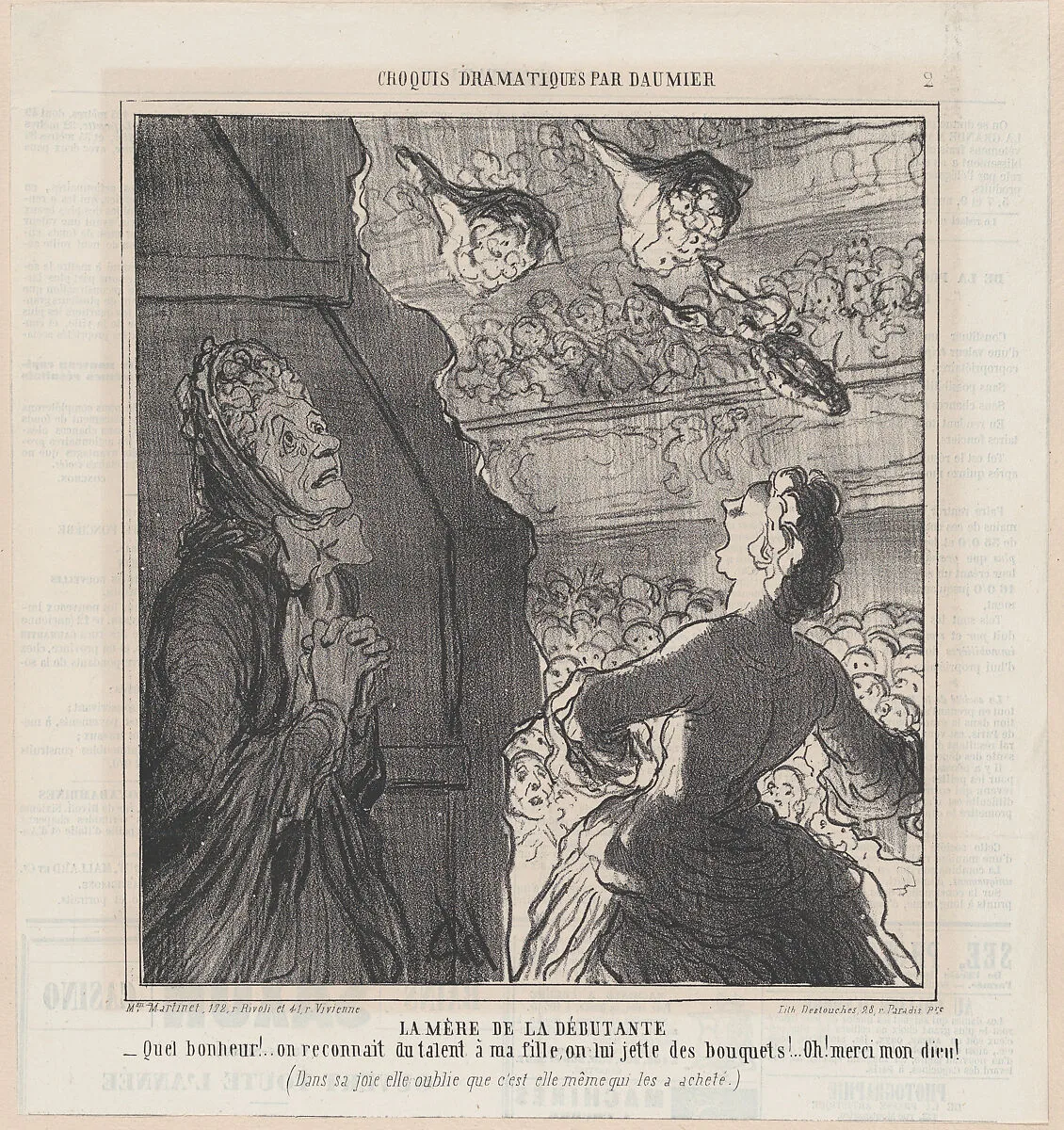 The mother of the actress, from 'Dramatic sketches,' published in Le Charivari, July 2, 1864 — Destouches|Honoré Daumier|Aaron Martinet