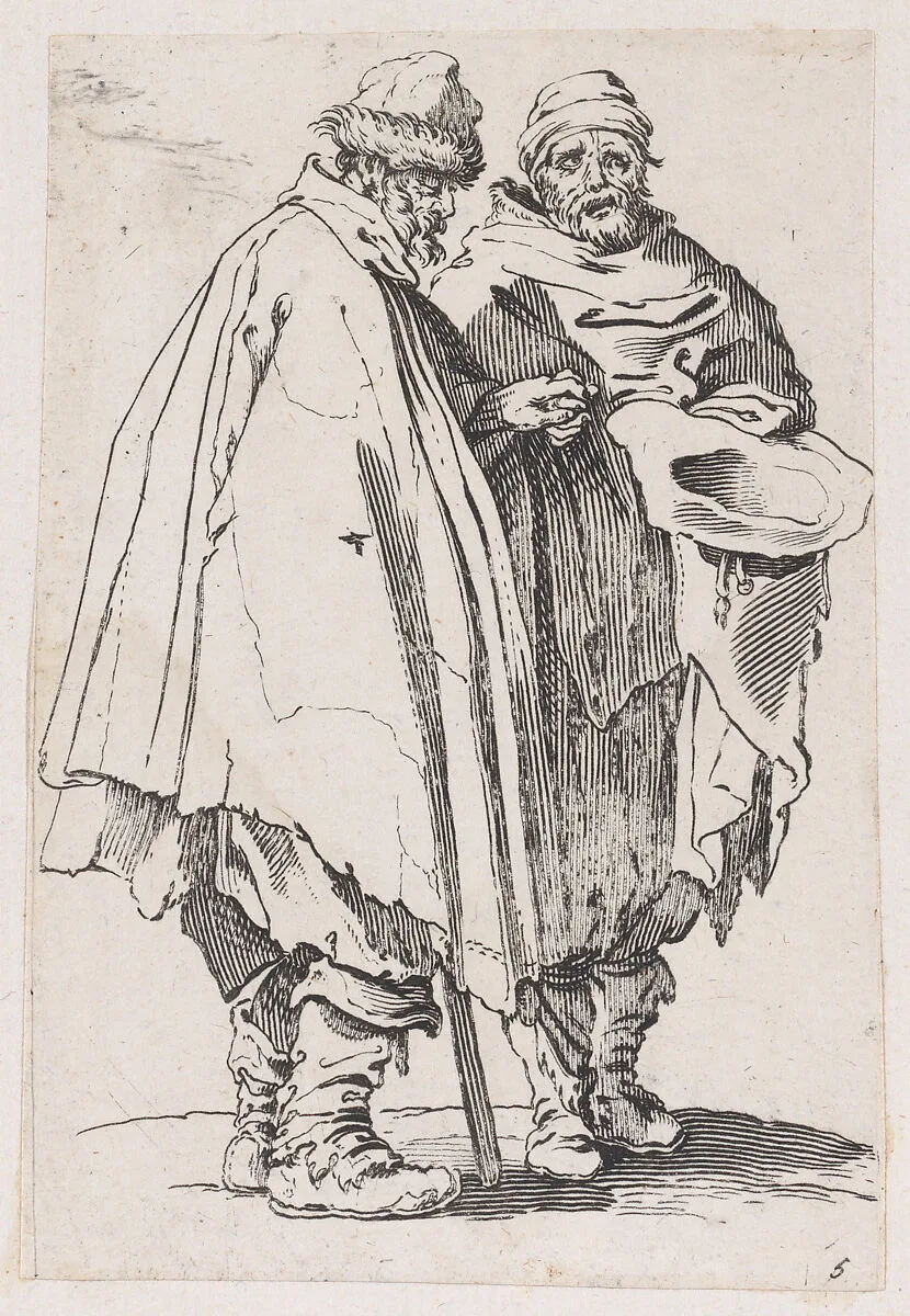 Reverse Copy of L'Aveugle et son Compagnon (The Blind Man and his Companion), from Les Gueux suite appelée aussi Les Mendiants, Les Baroni, ou Les Barons (The Beggars, also called the Barons) — Jacques Callot|Anonymous