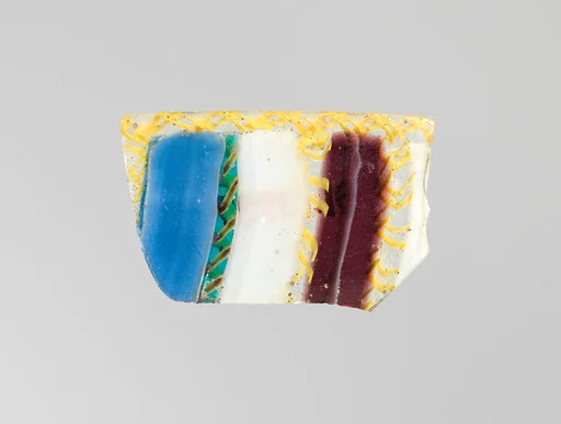 Glass striped mosaic bowl fragment