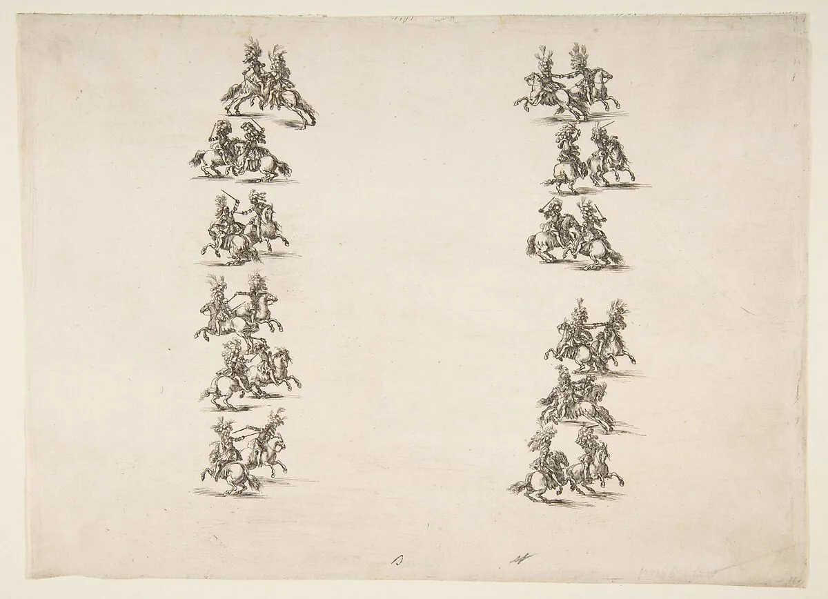 Twenty-four Cavaliers Fighting in Two Columns — Stefano della Bella