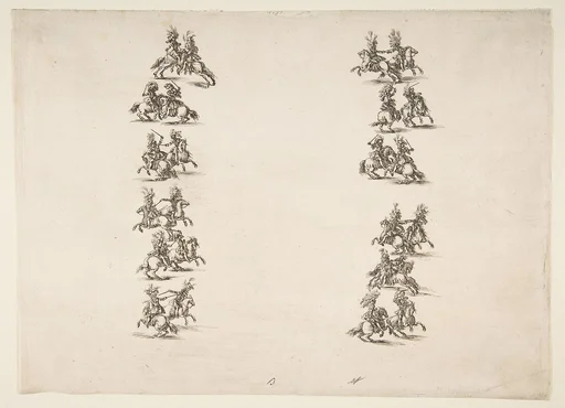 Twenty-four Cavaliers Fighting in Two Columns