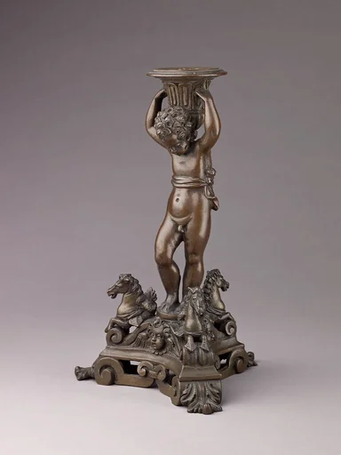 Candlestick in the form of a Putto (see also 1975.1.1374, .1375, .1376)