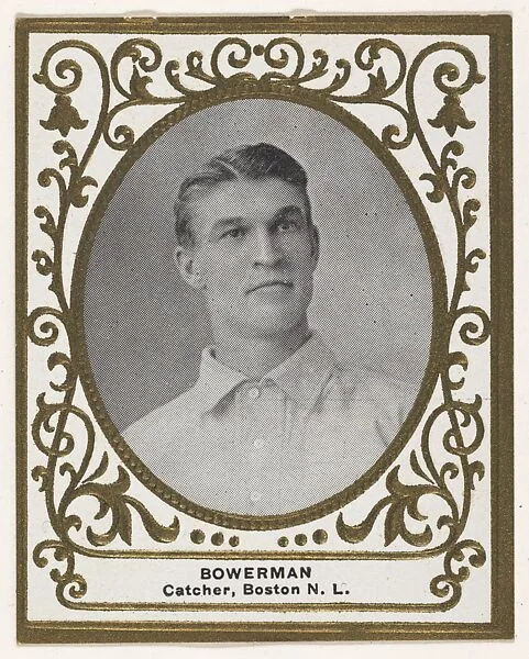 Bowerman, Catcher, Boston, National League, from the Baseball Players (Ramlys) series (T204) issued by the Mentor Company to promote Ramly and T.T.T. Turkish Cigarettes — Mentor Company, Boston|Carl Homer Studios, Boston
