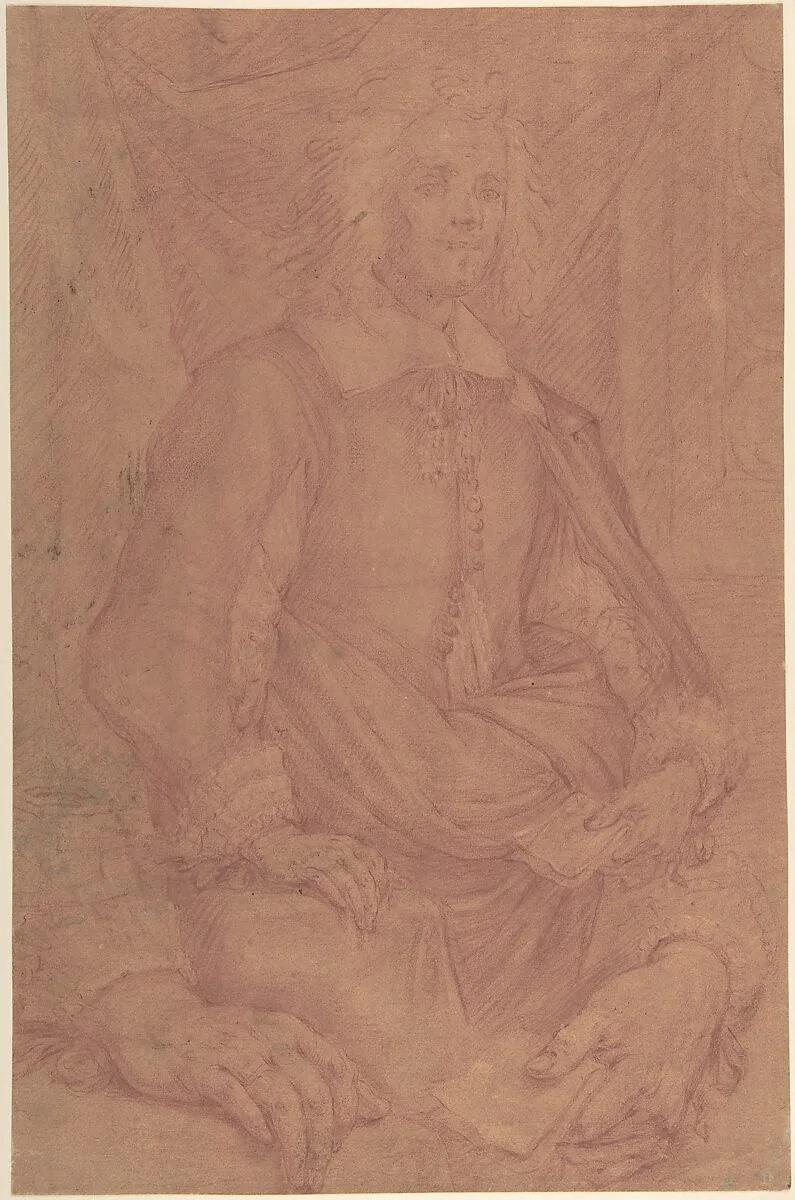 Study for a Three-Quarter-Length Portrait of a Gentleman (recto), Study of a Clothed Figure and a Foot (verso) — Mario Balassi