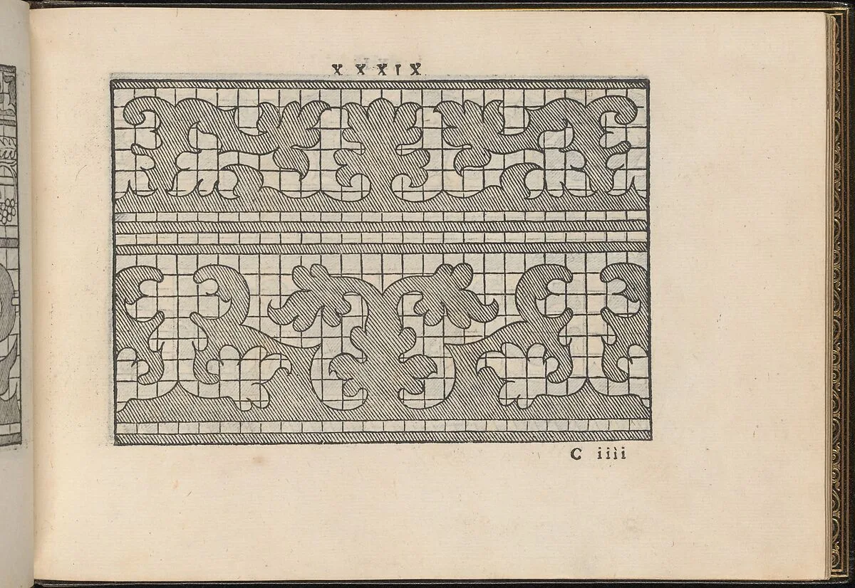 La Vera Perfettione del Disegno di varie sorti di recami, page 20 (recto) — Giovanni Ostaus|Giuseppe Salviati (Giuseppe Porta, called Il Salviati)