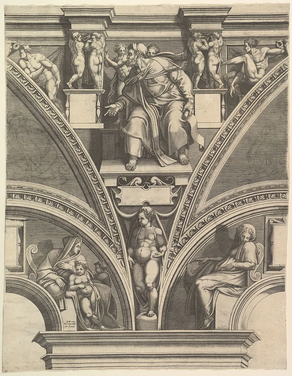 The Prophet Ezekiel, from "Prophets and Sibyls in the Sistine Chapel" — Giorgio Ghisi|Michelangelo Buonarroti|Nicolaus van Aelst