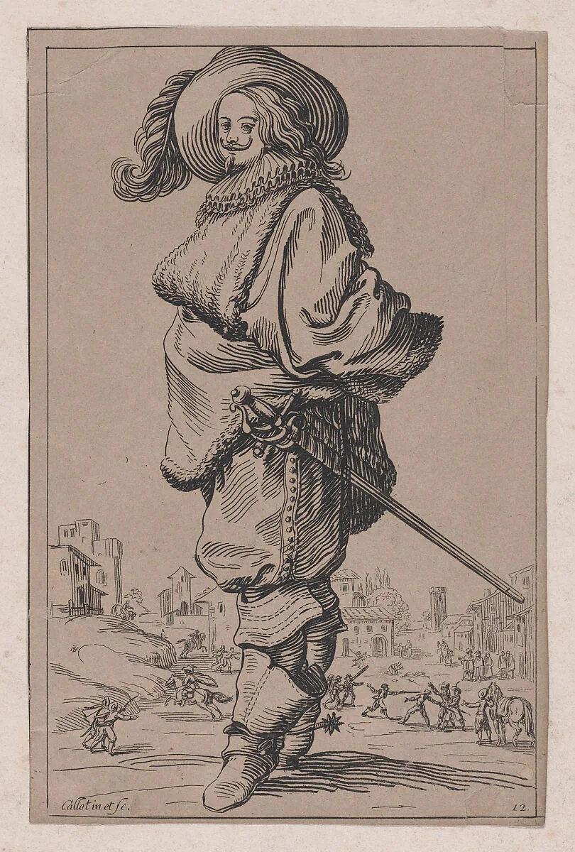 Copy of Le Gentilhomme au Plastron de Fourrure (The Gentleman with a Shirt Front of Fur), from La Noblesse (The Nobility) — Jacques Callot|Anonymous