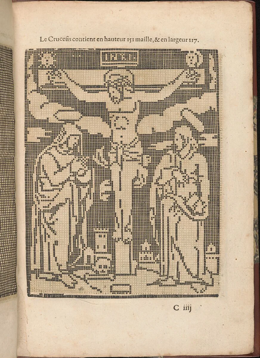 Les Secondes Oeuvres, et Subtiles Inventions De Lingerie du Seigneur Federic de Vinciolo Venitien, page 12 (recto) — Federico de Vinciolo|Catherine de Bourbon|Jean Le Clerc