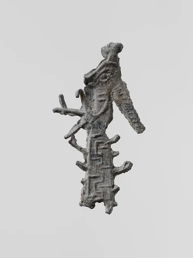 Lead figure of a goddess with spear, probably Athena