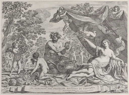 Garden of Venus with Bacchus Squeezing Grapes