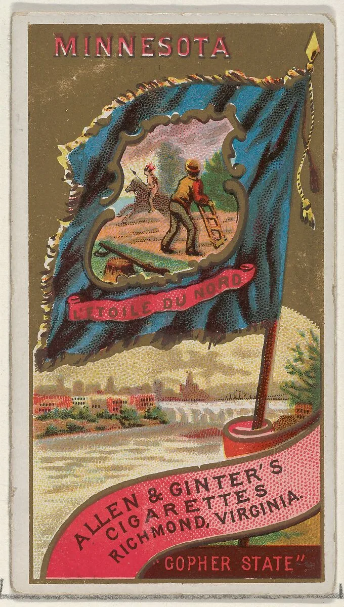 Minnesota, from Flags of the States and Territories (N11) for Allen & Ginter Cigarettes Brands — Allen & Ginter
