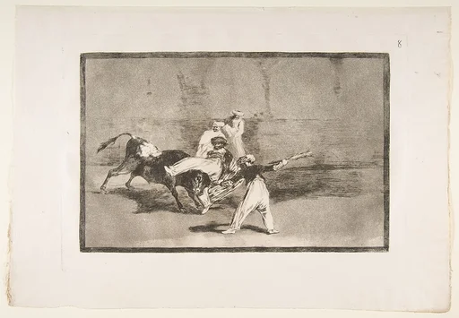 Plate 8 from "La Tauromaquia": A Moor caught by the bull in the ring