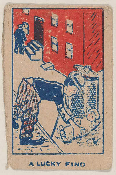 "A Lucky Find" trade card from the Charlie Chaplin series (W539) — Universal Toy & Novelty Manufacturing Company