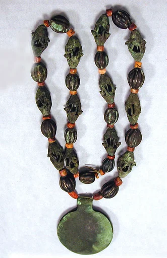 Copper and Shell Necklace with Tweezer Pendant