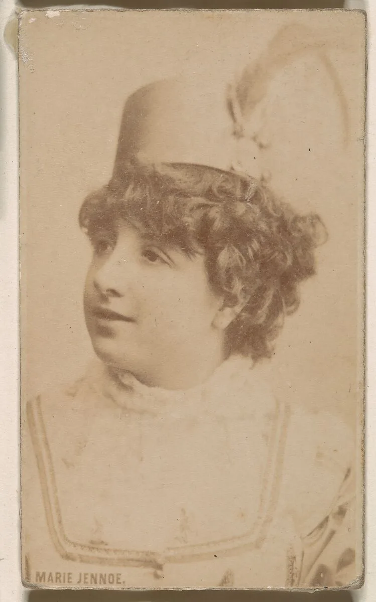 Marie Jennoe, from the Actresses series (N246), Type 1, issued by Kinney Brothers to promote Sporting Extra Cigarettes — Kinney Brothers Tobacco Company