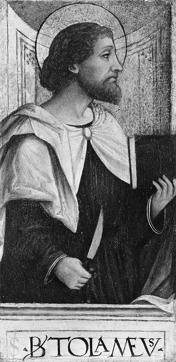 The Twelve Apostles: Saints Bartholomew, Andrew, Matthew, James the Greater, Thaddeus, Philip, James the Lesser, Simon, Peter, Paul, Thomas, and John — Bergognone (Ambrogio di Stefano da Fossano)