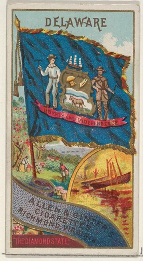 Delaware, from Flags of the States and Territories (N11) for Allen & Ginter Cigarettes Brands