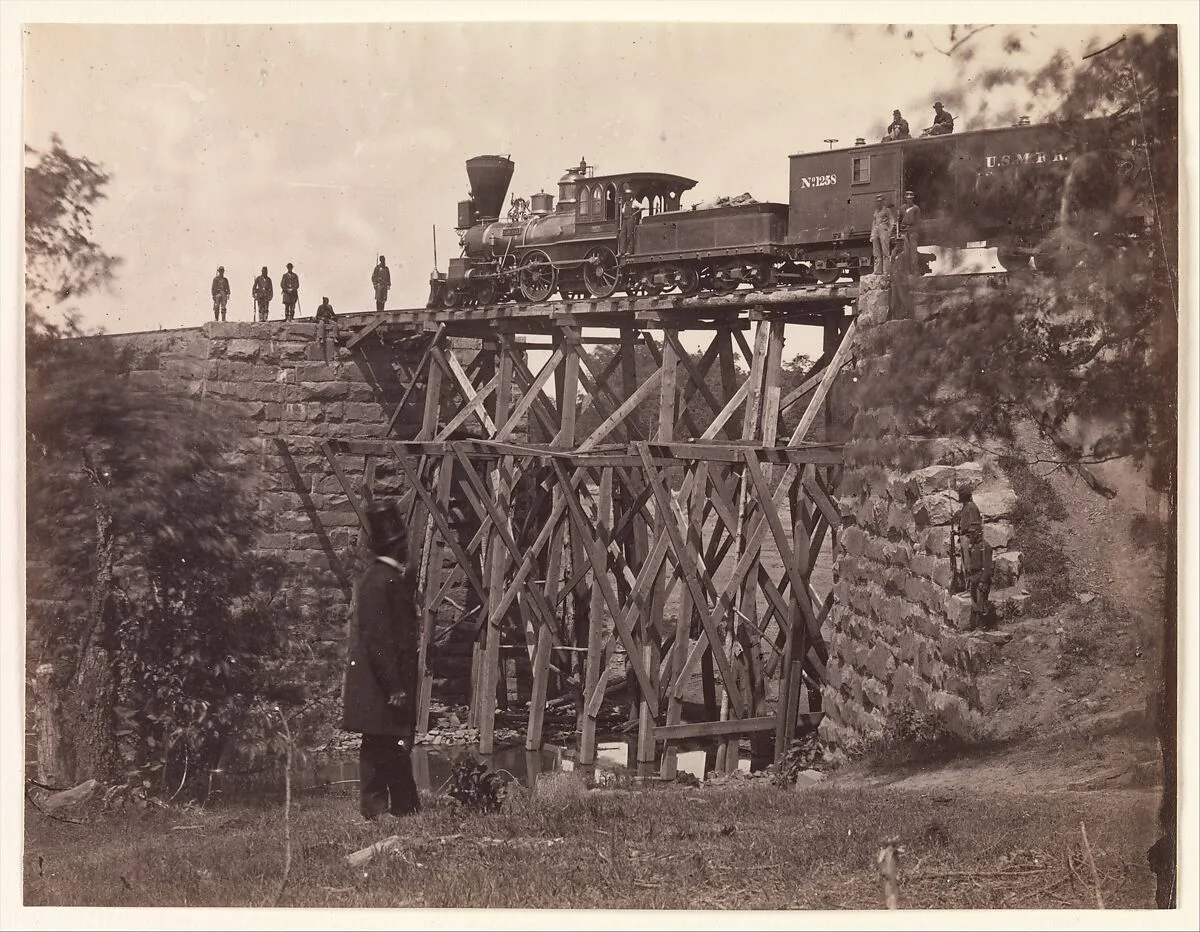 Bridge on Orange and Alexandria Rail Road, as Repaired by Army Engineers under Colonel Herman Haupt — Andrew Joseph Russell|Mathew B. Brady